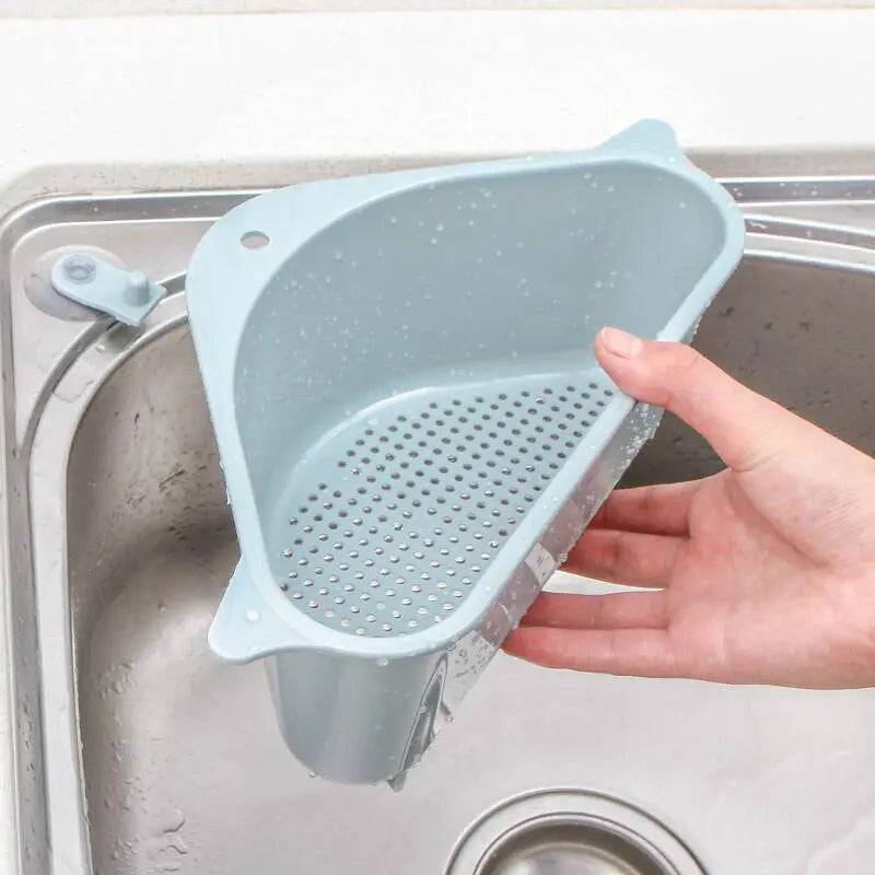 Sponge drain rack designed for corner sink use