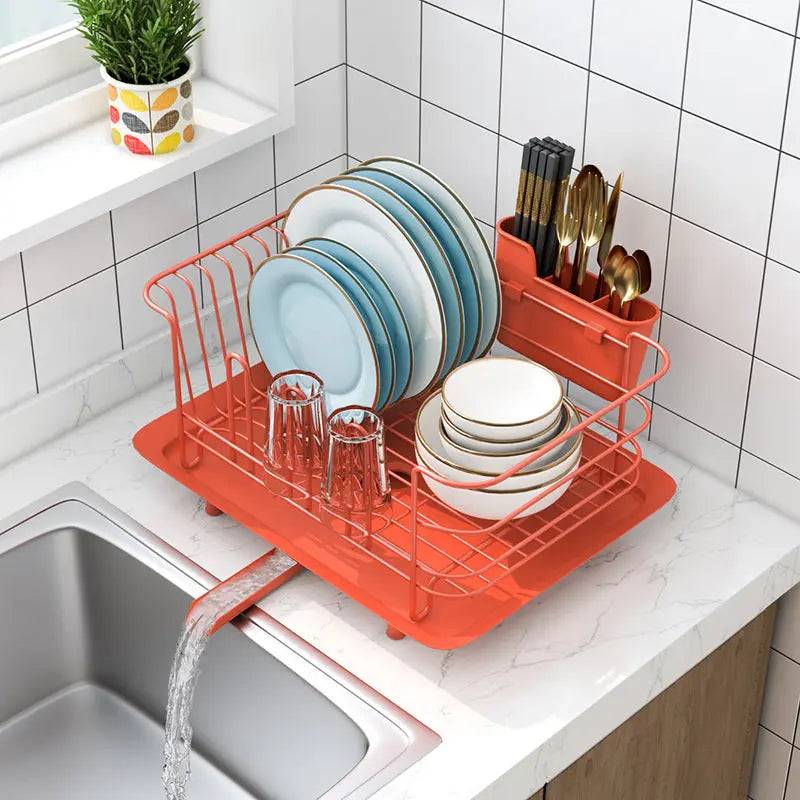 Multi-functional dish rack that serves as both a drying rack and decorative piece