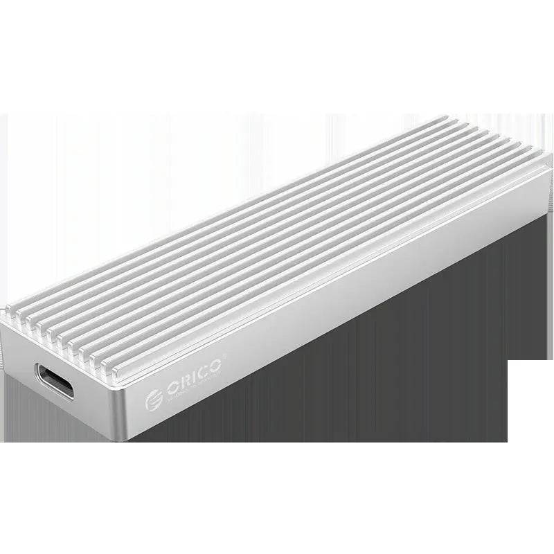 Image of plug-and-play SSD case in use with mobile device for easy data access