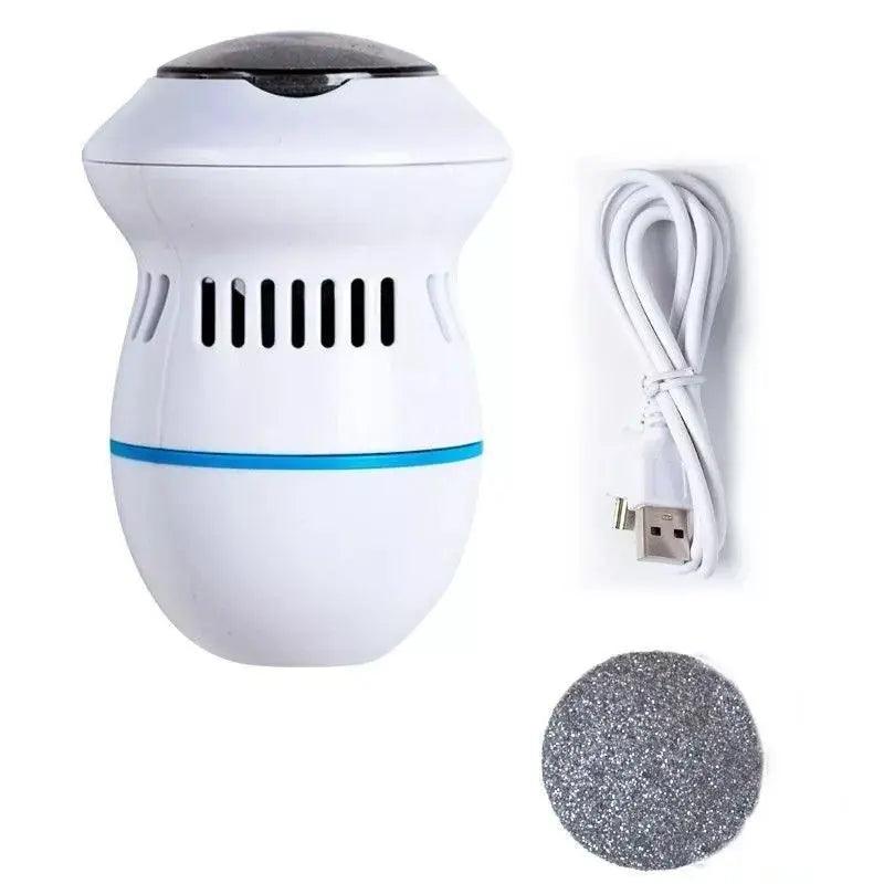 Close-up of the battery operated foot grinder on a foot