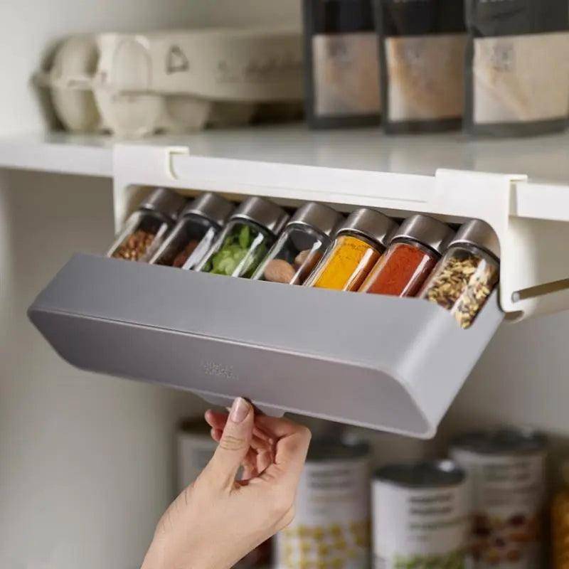 Kitchen spice rack featuring modern design and functionality