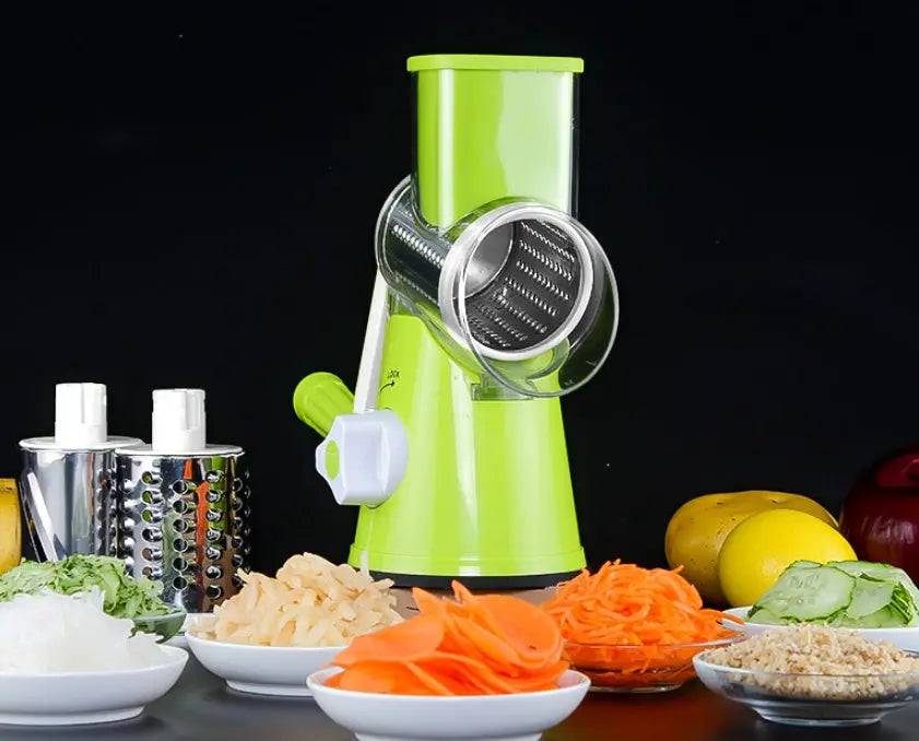 Round mandoline slicer featuring sharp blade vegetable cutter capabilities