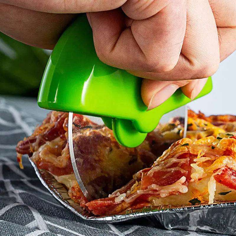 Premium pizza wheel knife set showcasing the stainless steel design