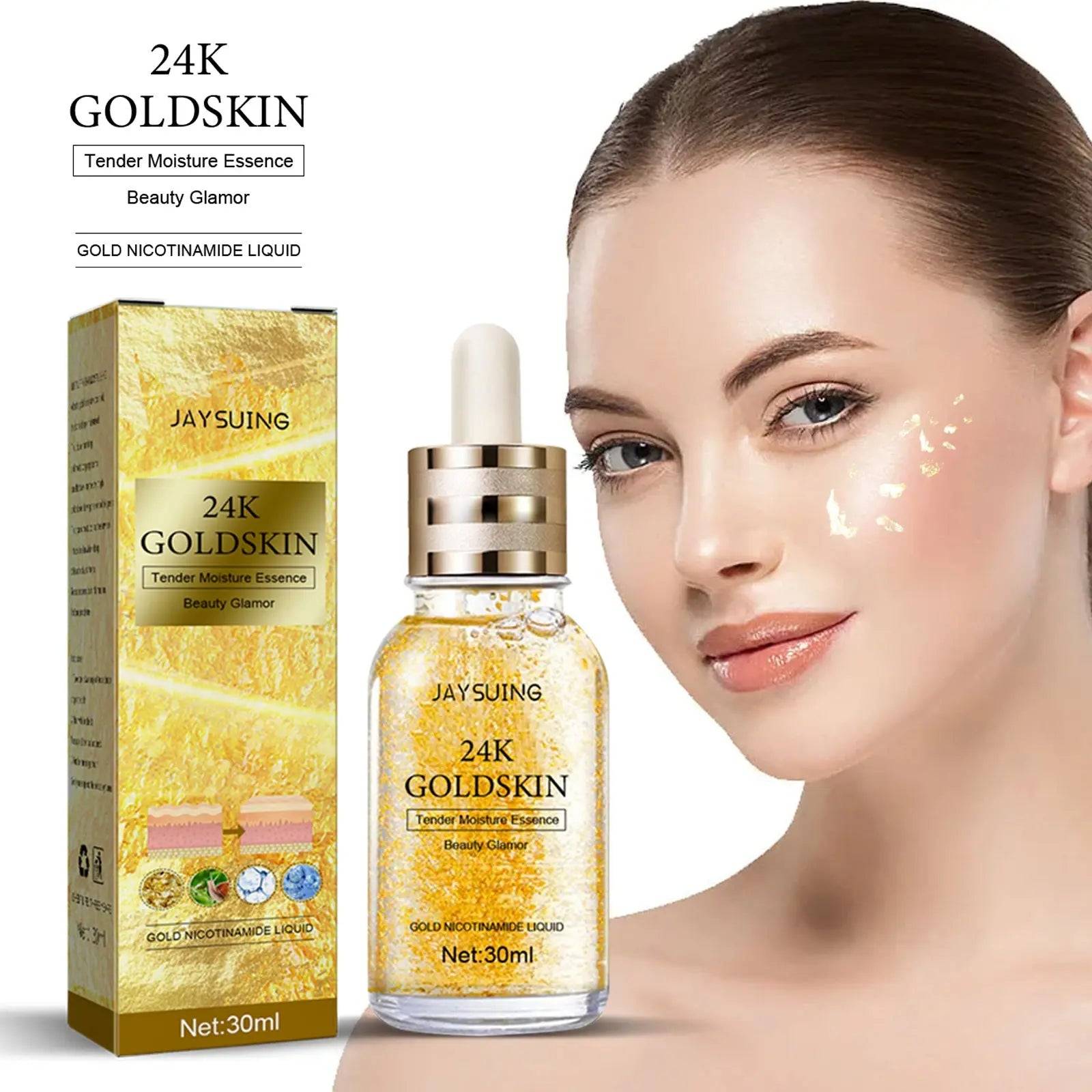 24K gold serum infused with anti-aging ingredients for youthful skin treatment