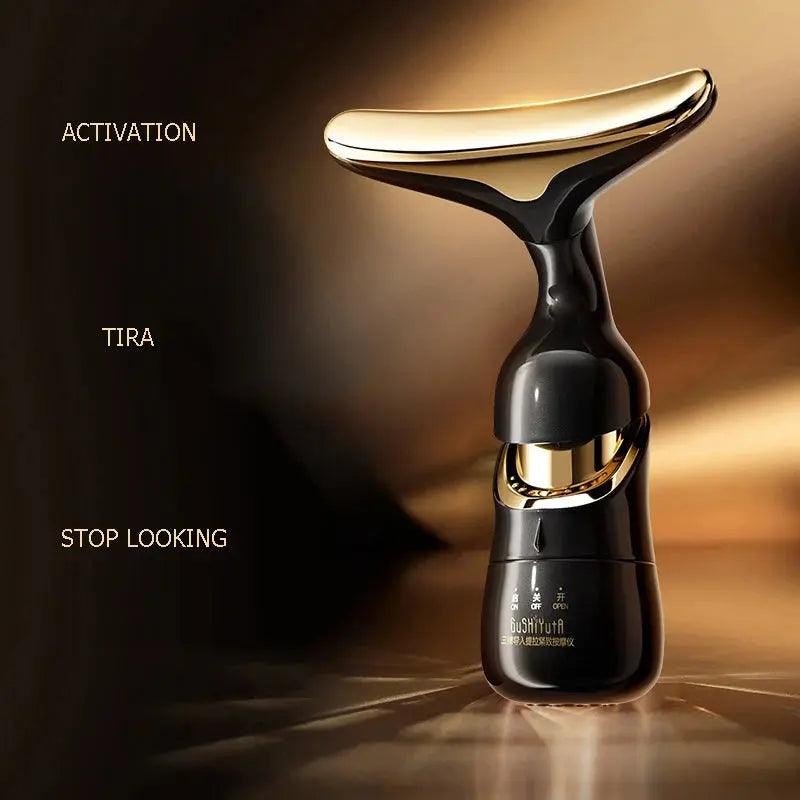 Facial massager for glowing skin used in a spa-like facial treatment at home