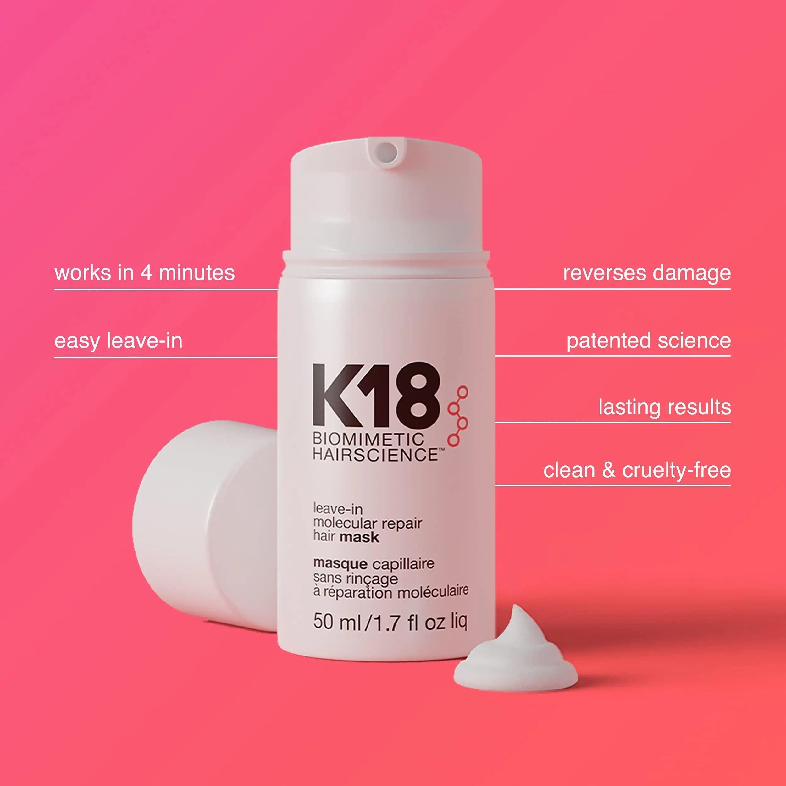 Close-up of a wash-free hair mask application on healthy hair strands highlighting the ease of use