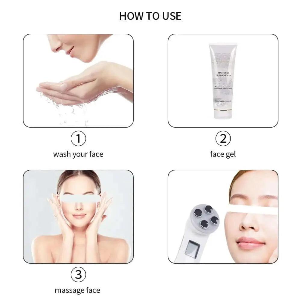 Portable beauty device on a vanity, emphasizing spa-quality results at home