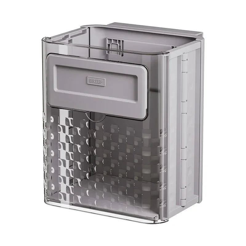Versatile hanging trash can installed in a modern bathroom