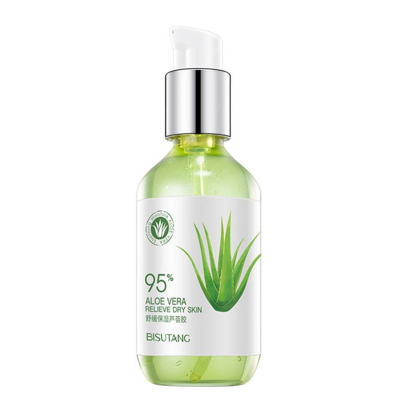 Soothing skin care with aloe vera gel and vitamins A, C, and E