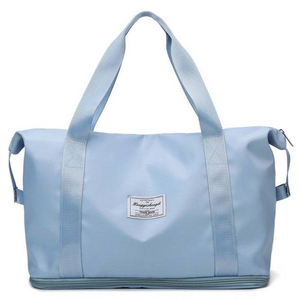 Organized gym gear bag with multiple compartments