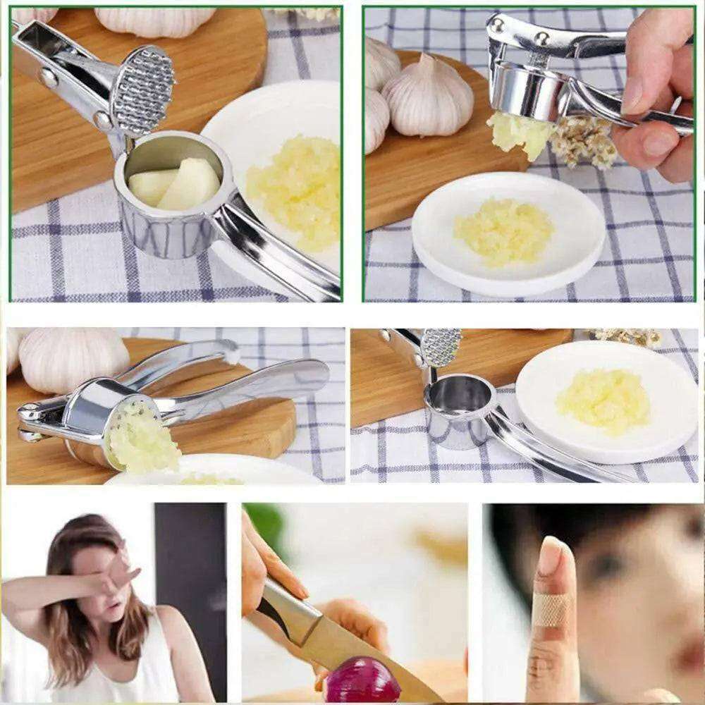 Large capacity garlic press handling multiple cloves for efficient cooking