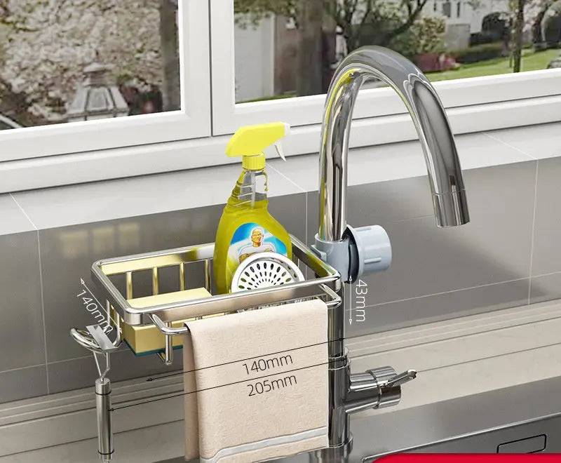 Sink edge storage organizer providing versatile kitchen solutions