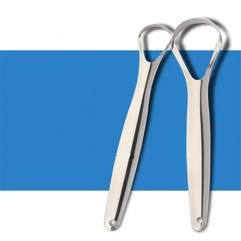 Double-sided tongue scraper showcasing its ergonomic design