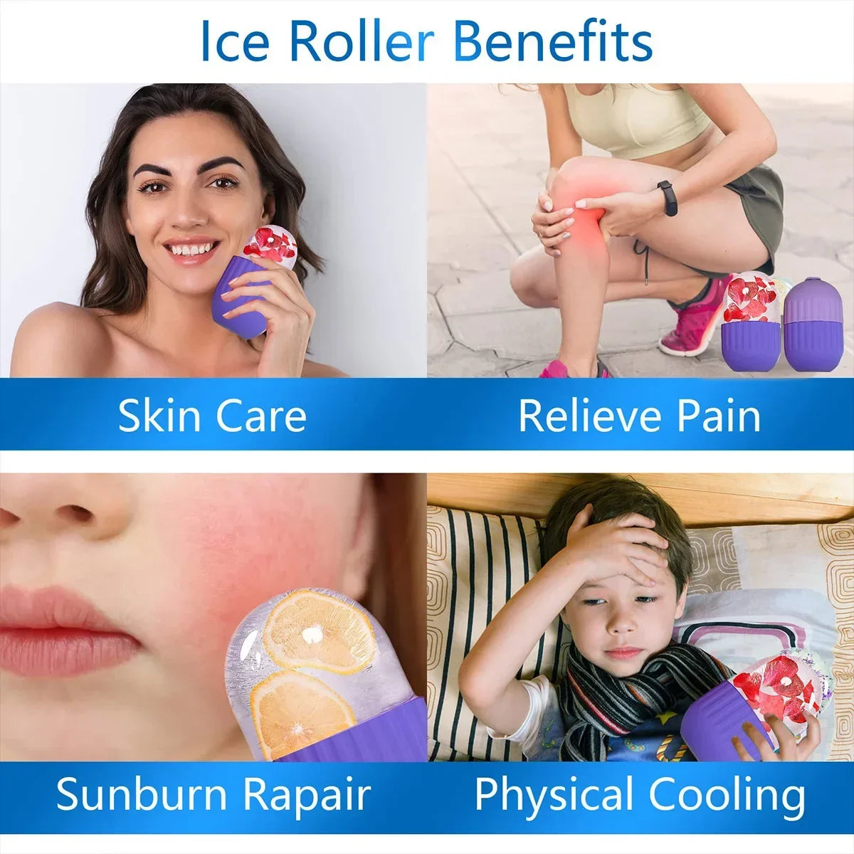 Silicone Ice Facial Roller Face Lifting Contouring Tools Ice Cube Trays Ice Globe Balls Eye Body Massager Beauty Skin Care Tool Iris Essentials