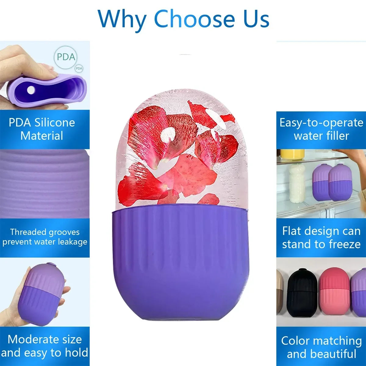 Silicone Ice Facial Roller Face Lifting Contouring Tools Ice Cube Trays Ice Globe Balls Eye Body Massager Beauty Skin Care Tool Iris Essentials