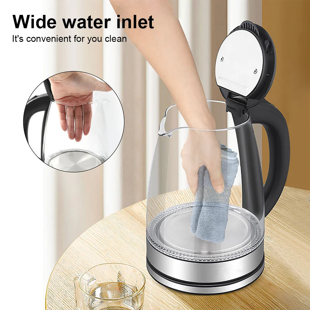 220V 1.8L Electric Kettle Glass Tea Kettle 1500-1800W Water Boiler Home Kitchen water heater,Dry Boiling Protection Iris Essentials