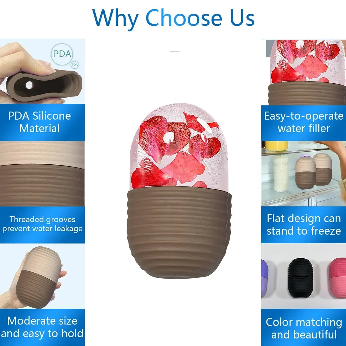 Silicone Ice Facial Roller Face Lifting Contouring Tools Ice Cube Trays Ice Globe Balls Eye Body Massager Beauty Skin Care Tool Iris Essentials
