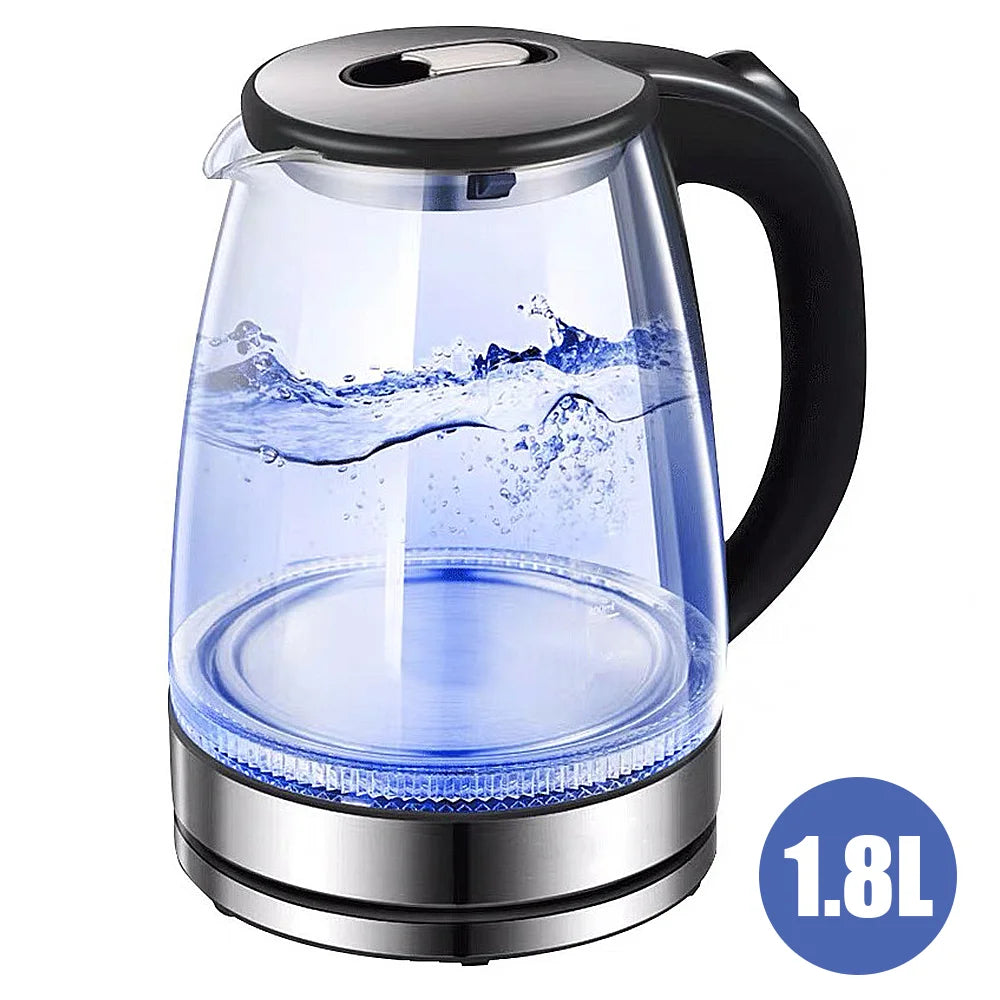 220V 1.8L Electric Kettle Glass Tea Kettle 1500-1800W Water Boiler Home Kitchen water heater,Dry Boiling Protection Iris Essentials