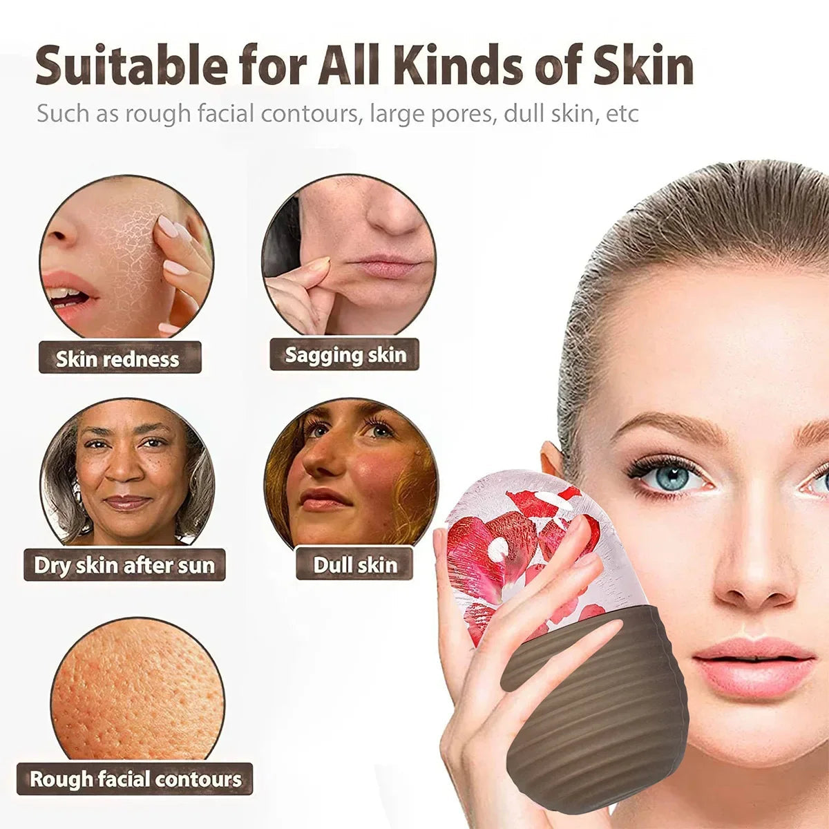 Silicone Ice Facial Roller Face Lifting Contouring Tools Ice Cube Trays Ice Globe Balls Eye Body Massager Beauty Skin Care Tool Iris Essentials