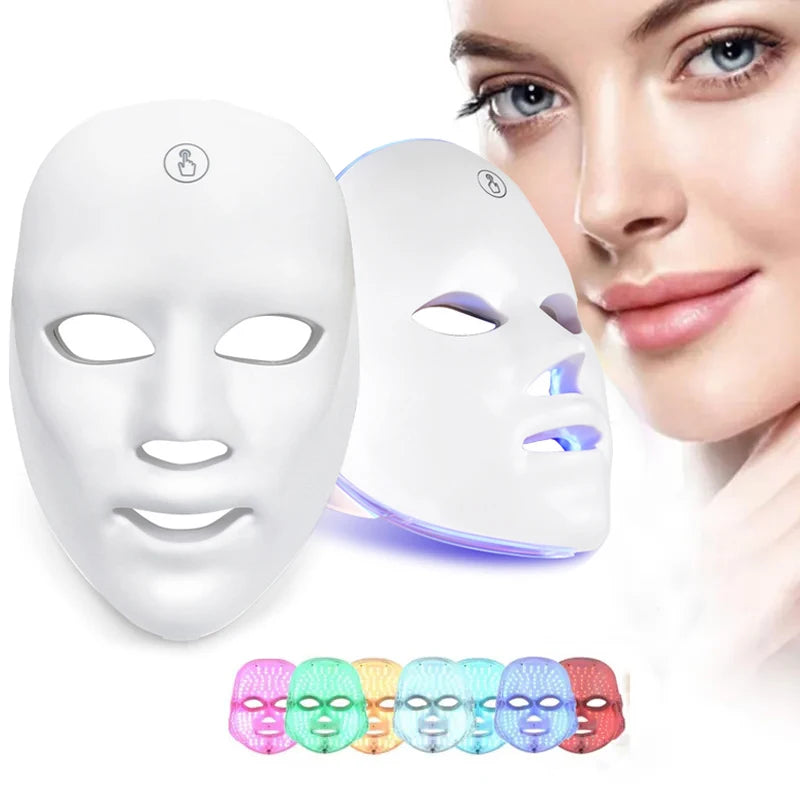 7 Colors LED facial mask close-up showing light settings