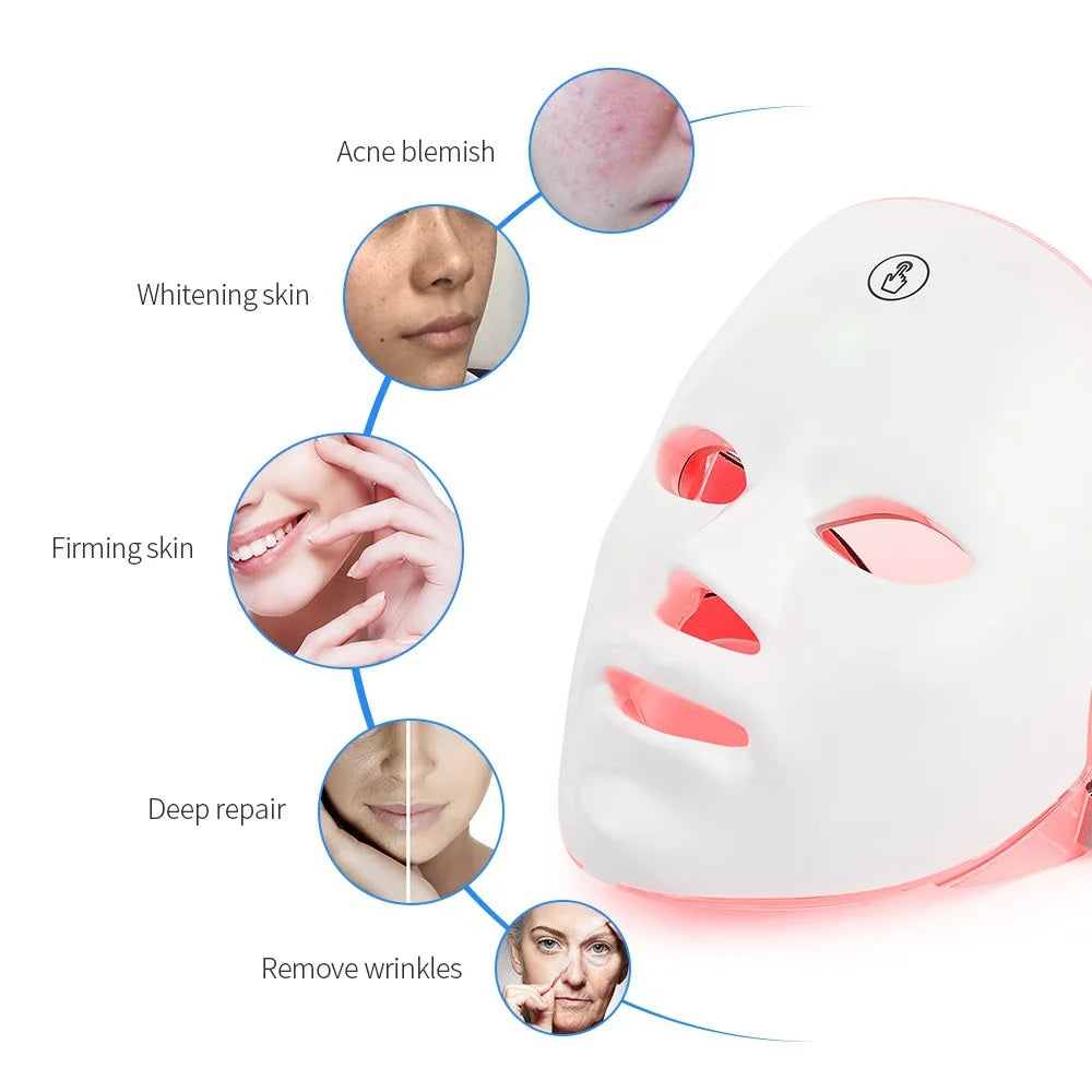 7 Colors Red Light Therapy Photo Mask Led Facial Mask For Anti-aging Skin Tightening Lifting Whitening Home Use Beauty Device Iris Essentials