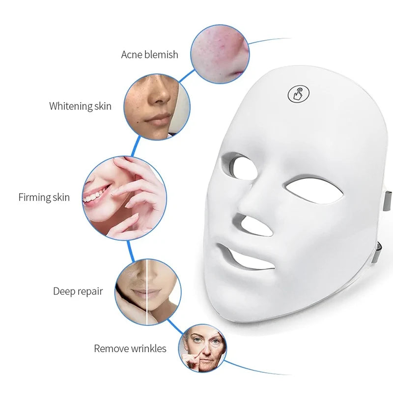 7 Colors Red Light Therapy Photo Mask Led Facial Mask For Anti-aging Skin Tightening Lifting Whitening Home Use Beauty Device Iris Essentials