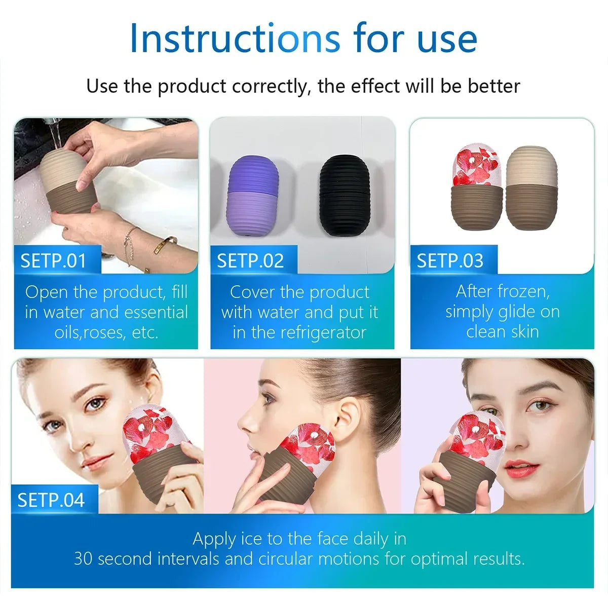 Silicone Ice Facial Roller Face Lifting Contouring Tools Ice Cube Trays Ice Globe Balls Eye Body Massager Beauty Skin Care Tool Iris Essentials