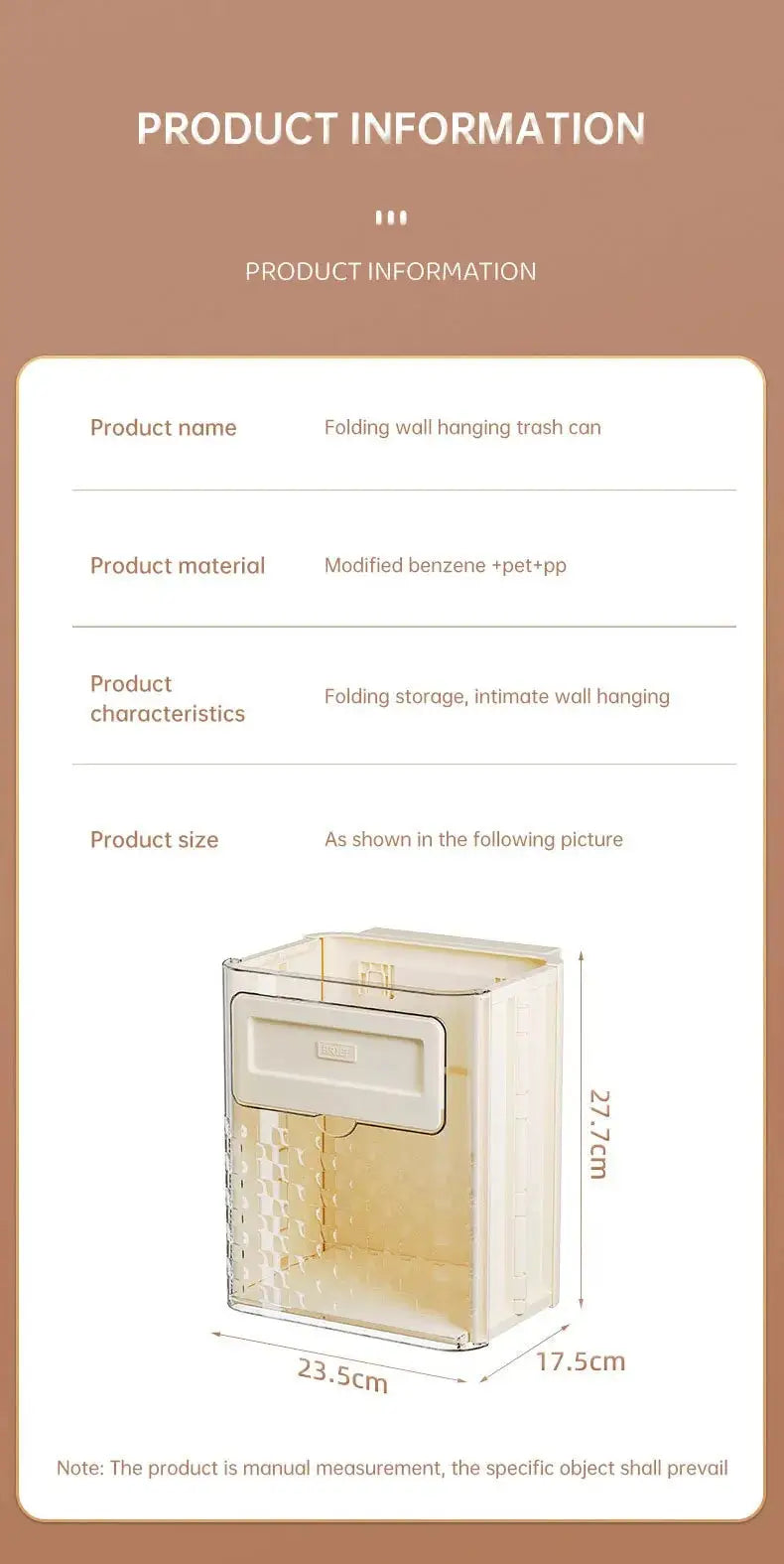 Large caliber trash can suitable for family kitchens