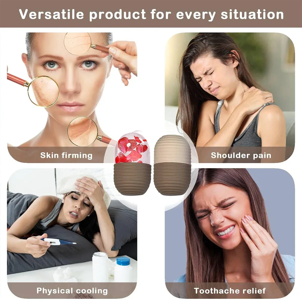 Silicone Ice Facial Roller Face Lifting Contouring Tools Ice Cube Trays Ice Globe Balls Eye Body Massager Beauty Skin Care Tool Iris Essentials