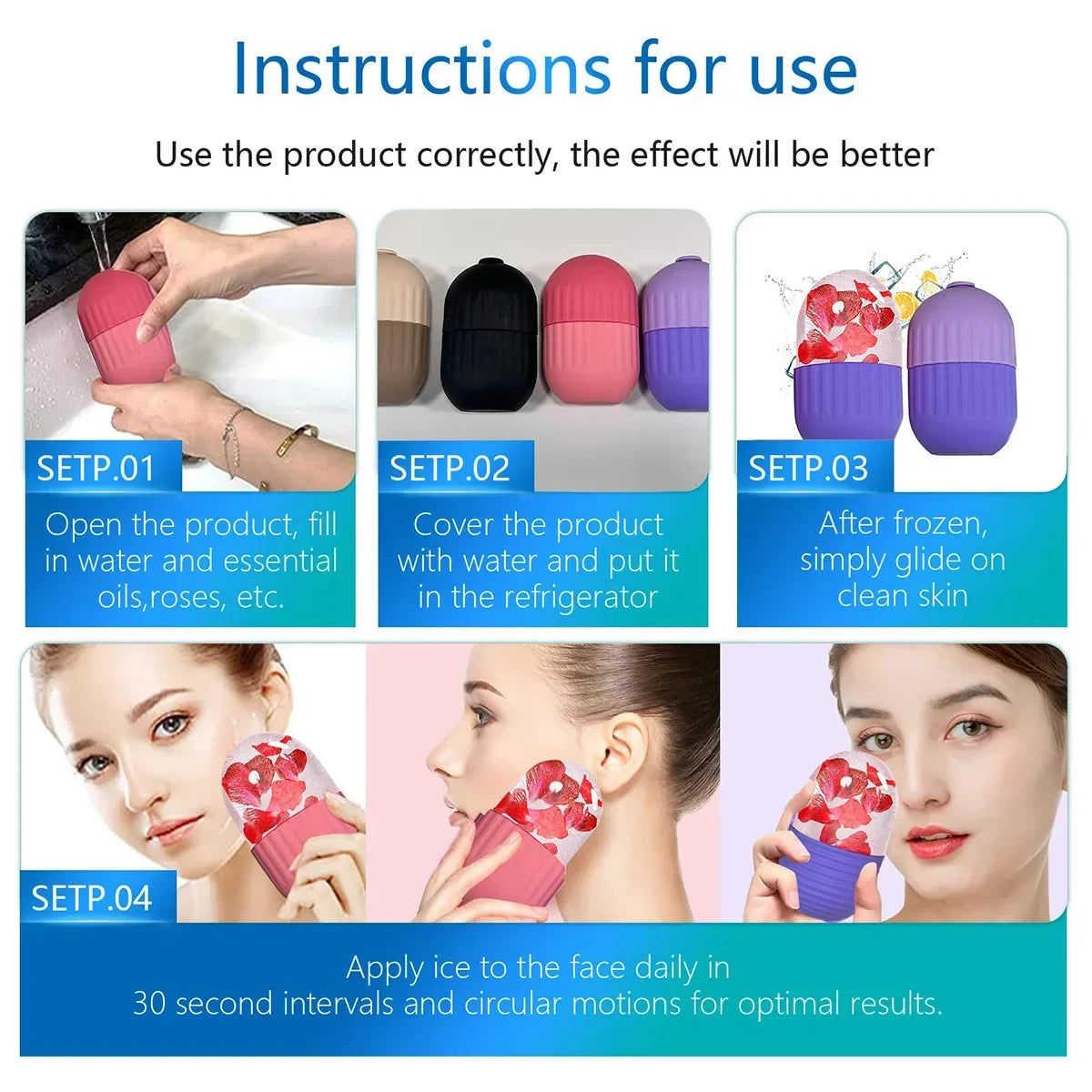 Silicone Ice Facial Roller Face Lifting Contouring Tools Ice Cube Trays Ice Globe Balls Eye Body Massager Beauty Skin Care Tool Iris Essentials