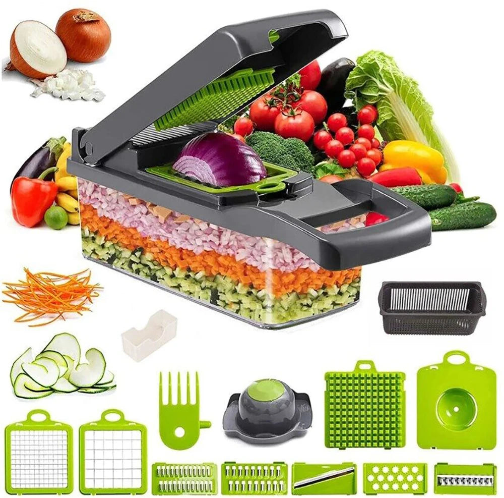 15 in 1 Vegetable Chopper, Salad Fruit Vegetable Food Chopper Slicer Peeler Iris Essentials