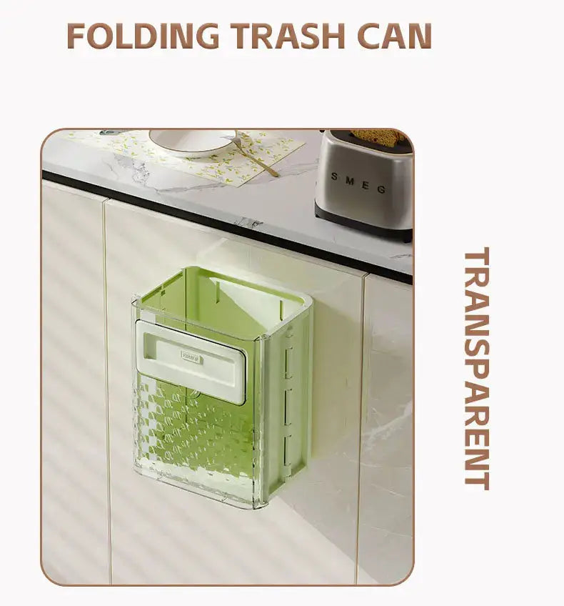 Wall-mounted kitchen trash can that maximizes floor space