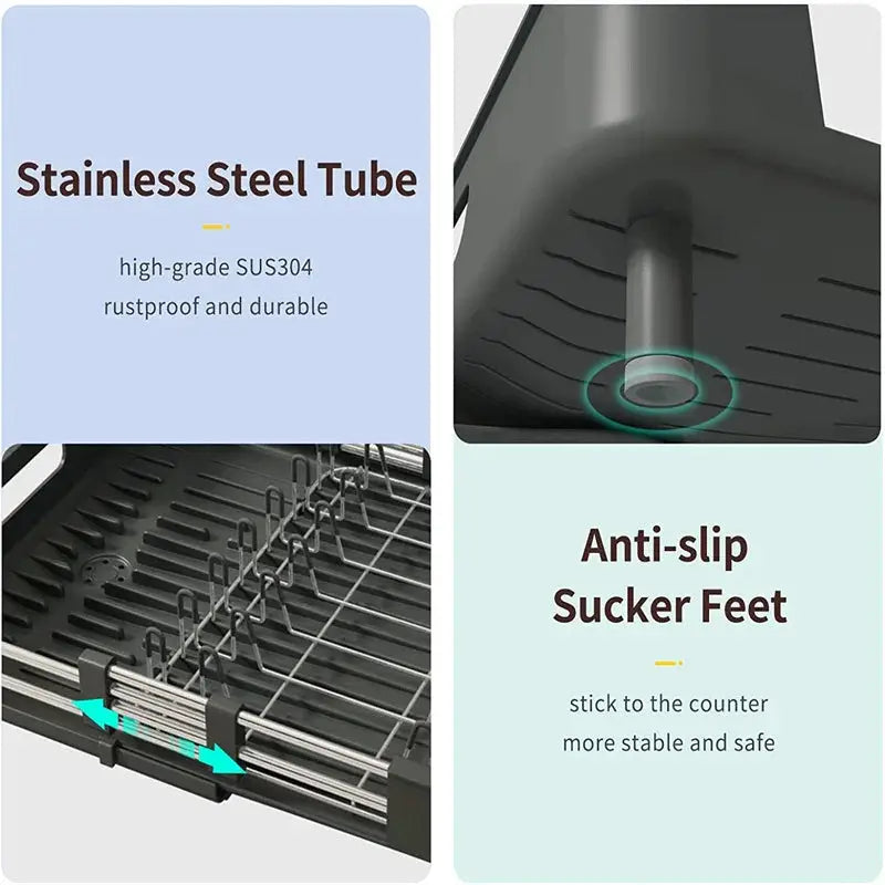 Space-saving kitchen organizer with non-slip features for stability