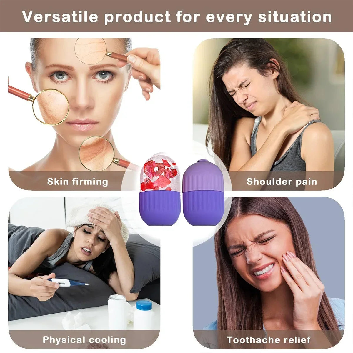 Silicone Ice Facial Roller Face Lifting Contouring Tools Ice Cube Trays Ice Globe Balls Eye Body Massager Beauty Skin Care Tool Iris Essentials