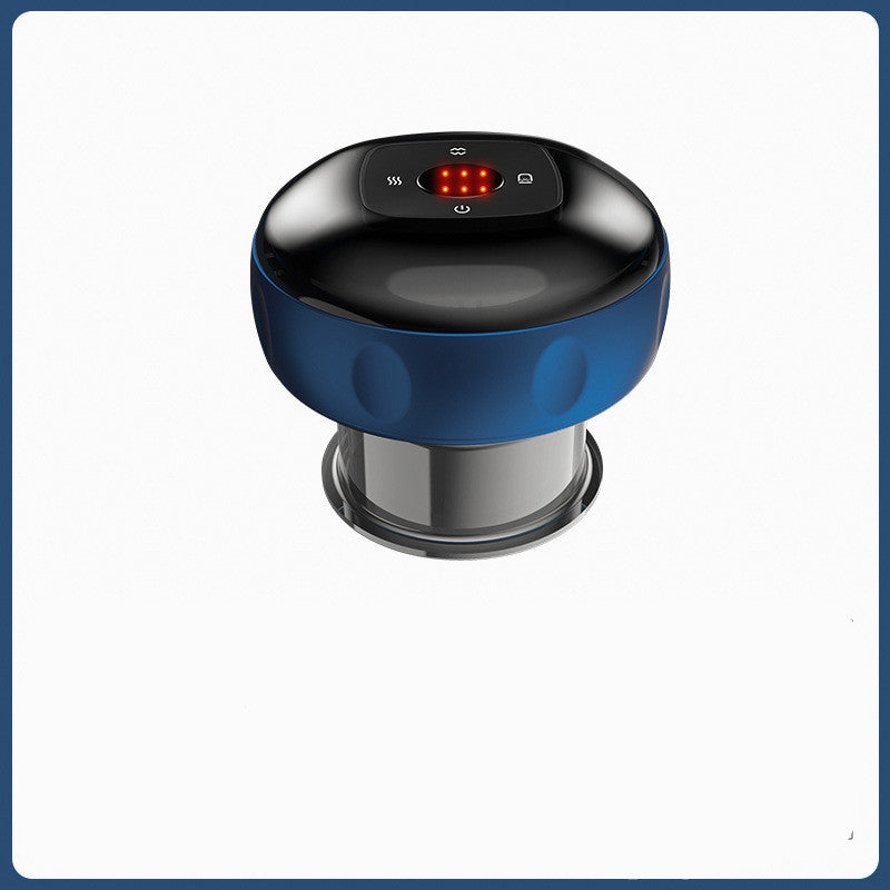 Electric Cupping Massager in blue, side view Iris Essentials