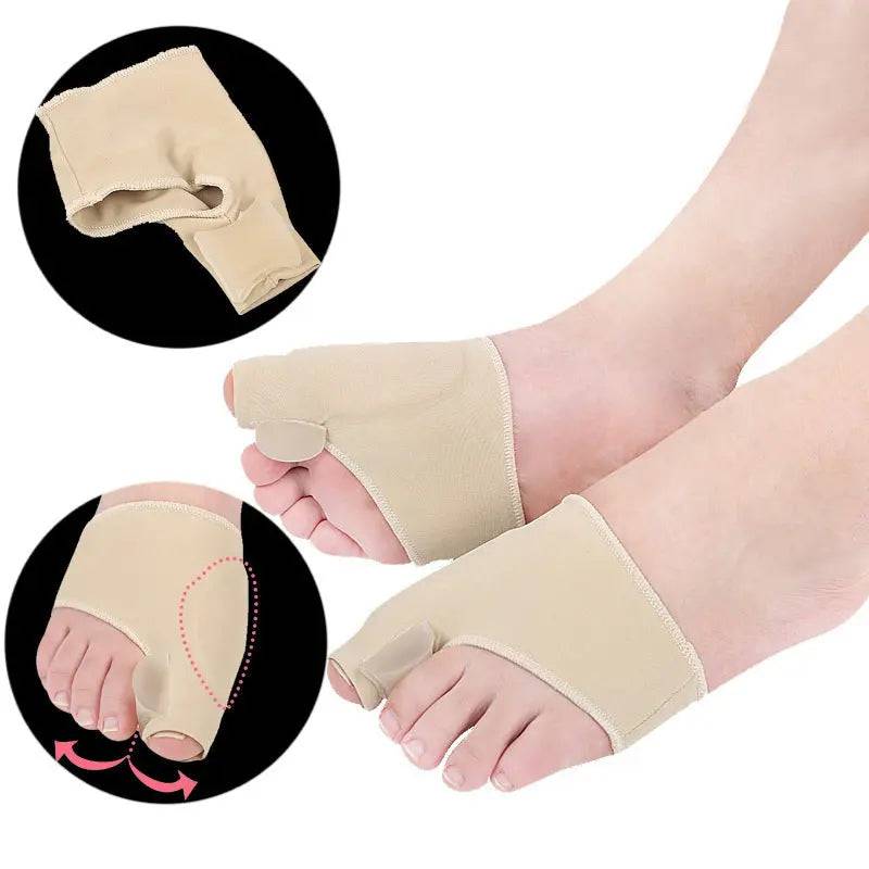 Pair of SEBS toe separators showing flexible material