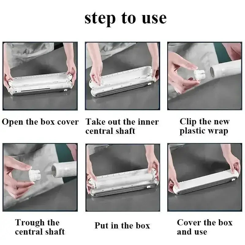 Magnetic cling wrap dispenser providing easy access and organization