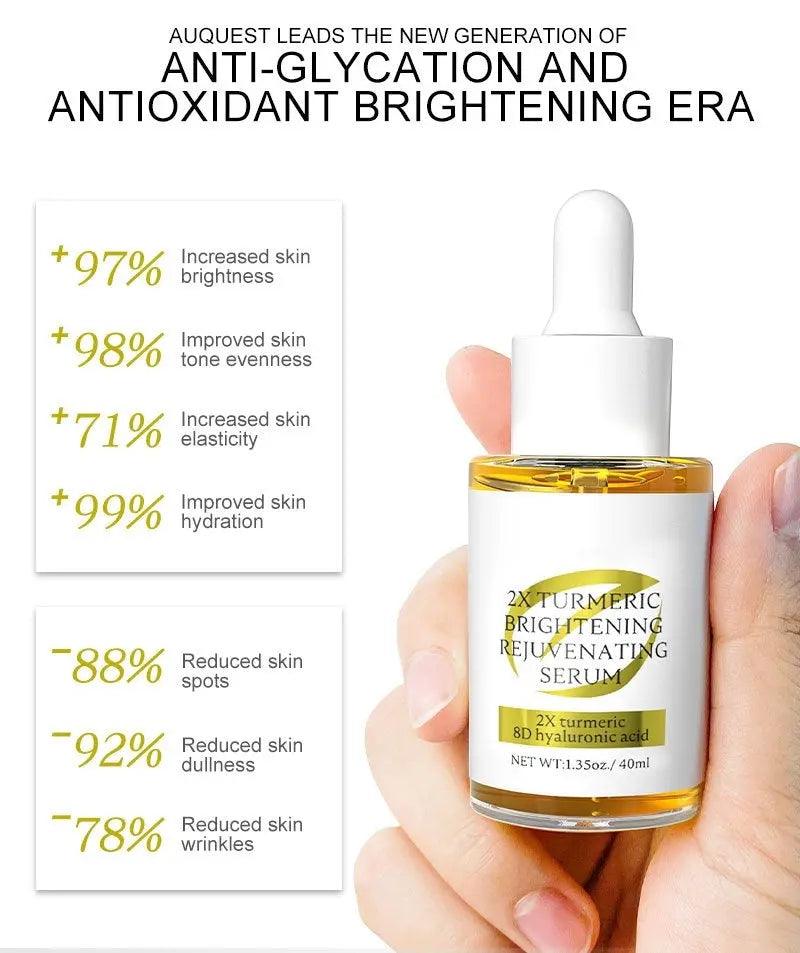 Organic skincare products including turmeric serum in eco-friendly packaging