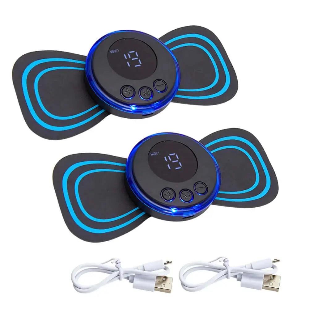 Desk job neck pain remedy with electric EMS massage patch