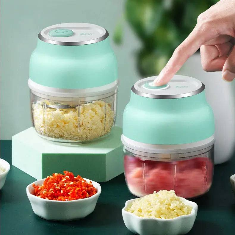 Portable electric mini chopper designed for quick vegetable chopping