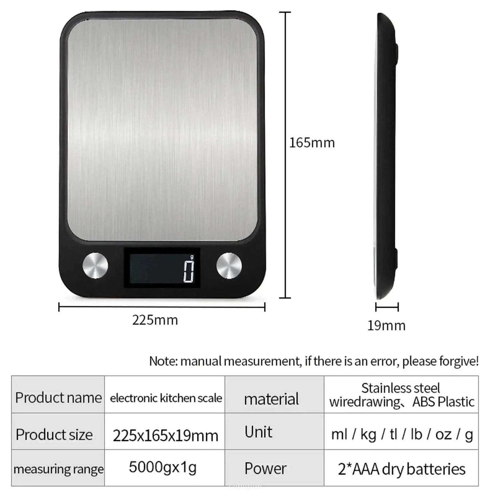 User-Friendly Kitchen Scale equipped with a high-precision 1g measurement capability