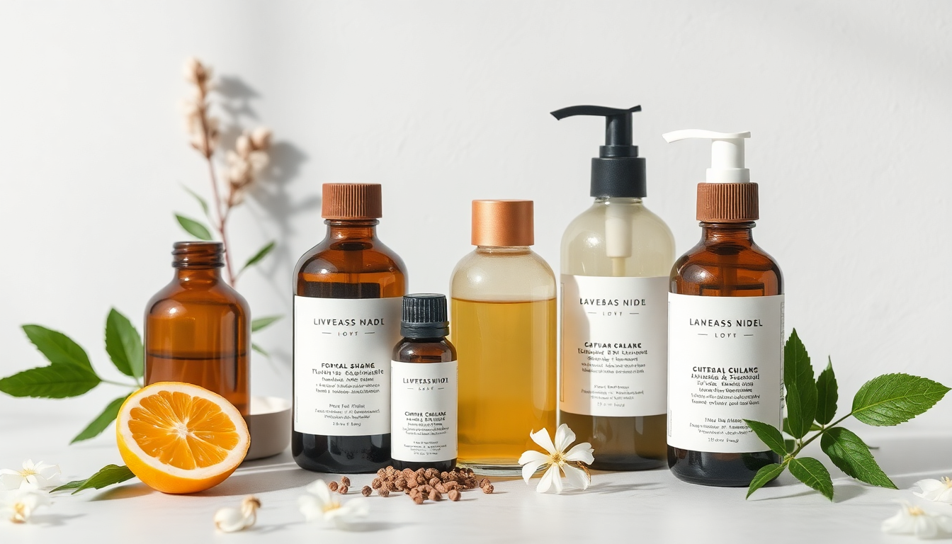 Eco-friendly skincare bottles with natural ingredients