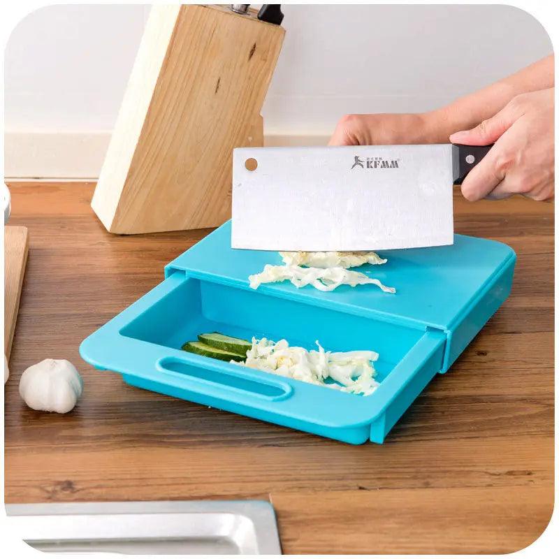 Cutting board with drain, perfect for vegetable and meat preparation  