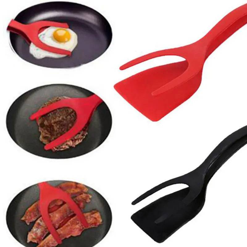 2 In 1 Grip And Flip Tongs Egg Spatula Tongs Clamp Pancake Fried Egg French Toast Omelet Overturned Kitchen Accessories Iris Essentials