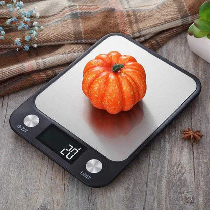 Compact stainless steel digital scale designed for easy storage  