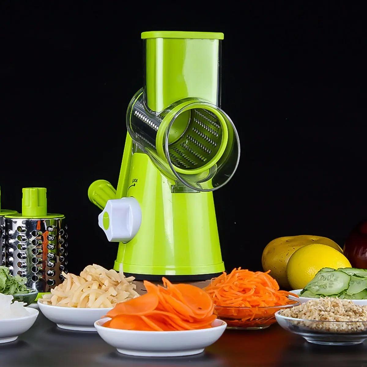 Stainless steel vegetable slicer with interchangeable blades  