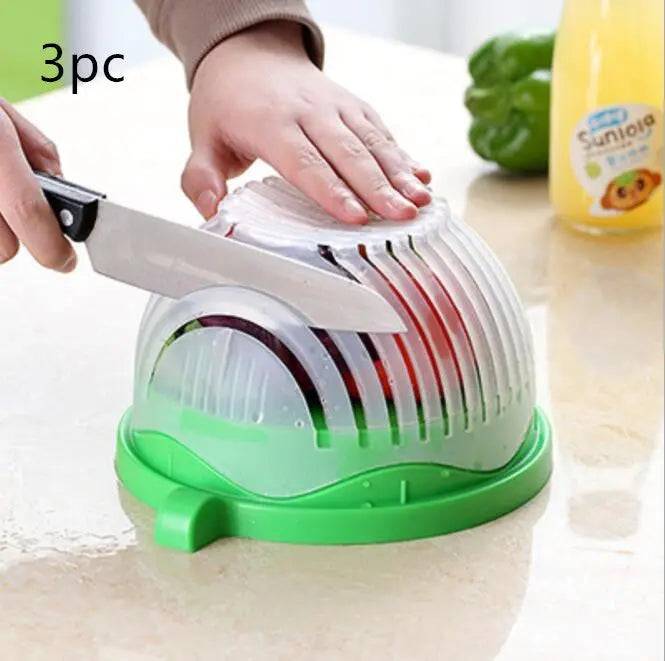 Kitchen gadget for salads highlighted with fresh ingredients