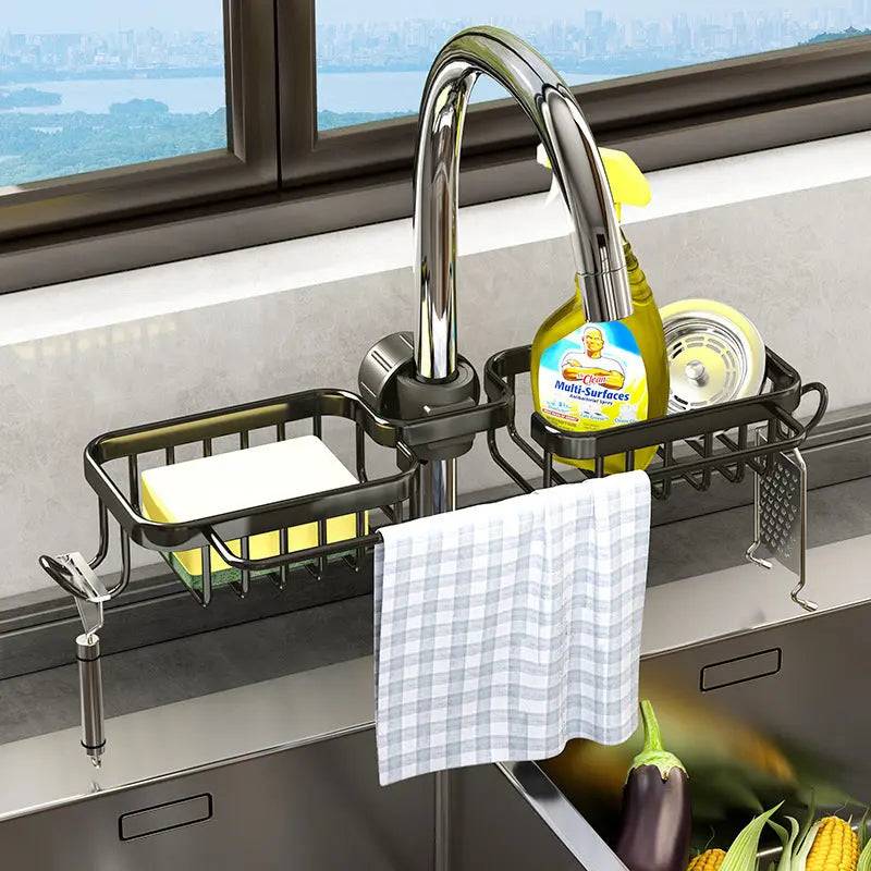 Kitchen sink organizer rack for clutter-free spaces  