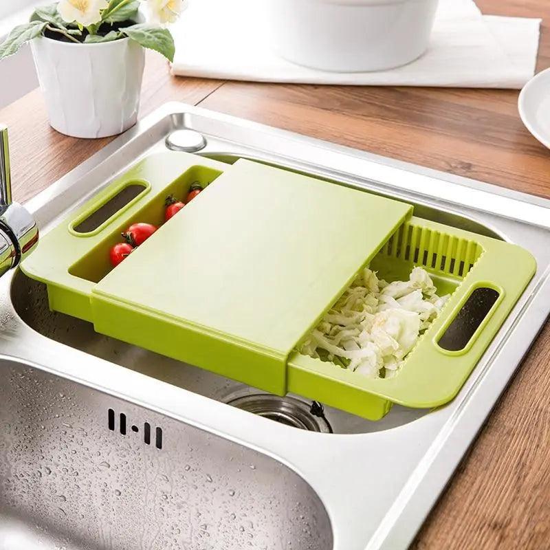 Multifunctional chopping sink with integrated drain basket for efficient food prep  