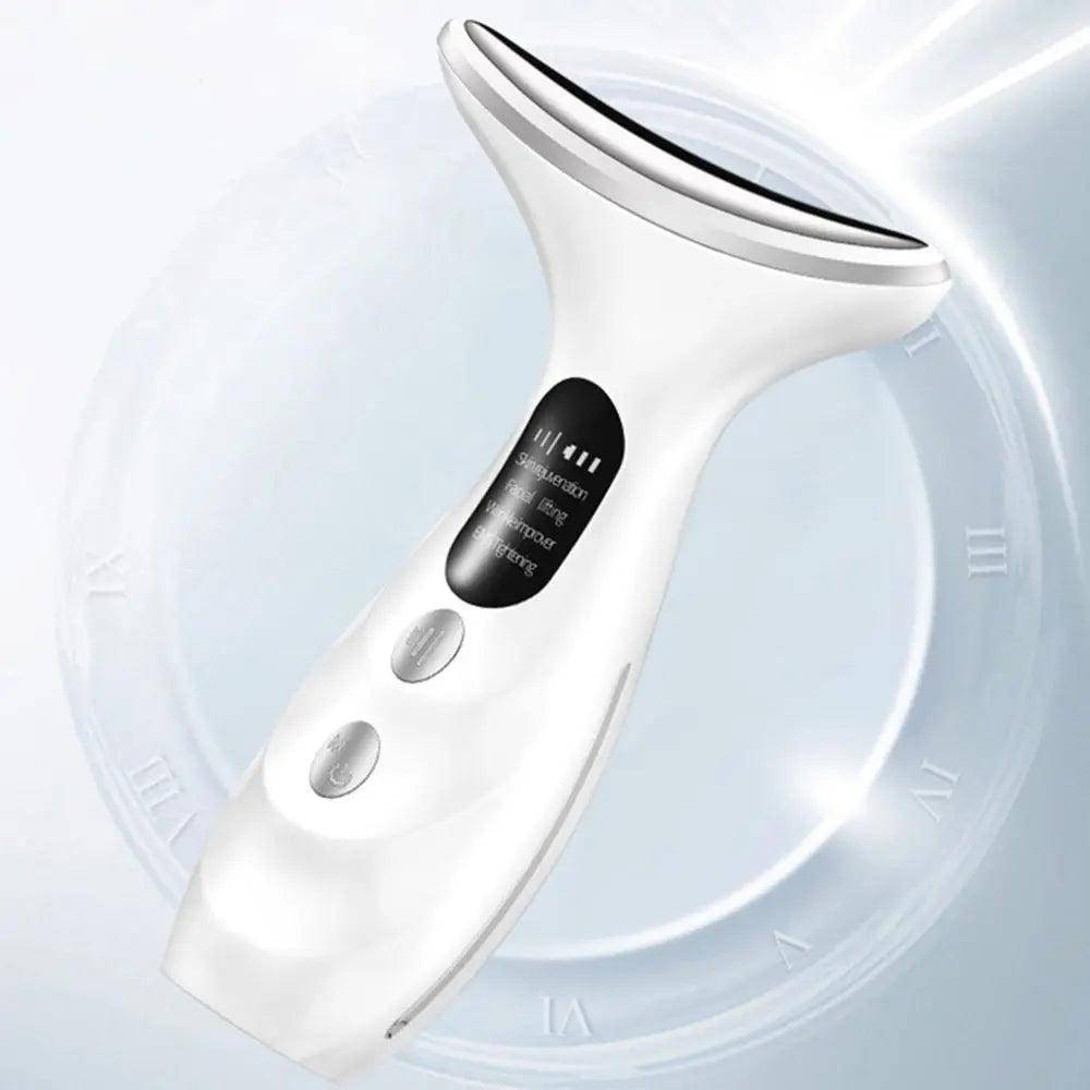 Lifestyle shot of the Anti-aging Neck Device being used at home, emphasizing its role in advanced home beauty treatments.